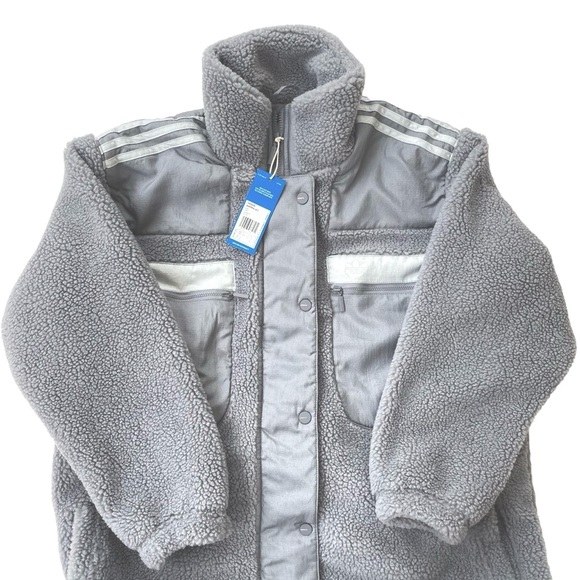 adidas Originals, Elongated Polar Fleece Jacket, Oversized Fit, Grey, Sz… - Picture 5 of 9